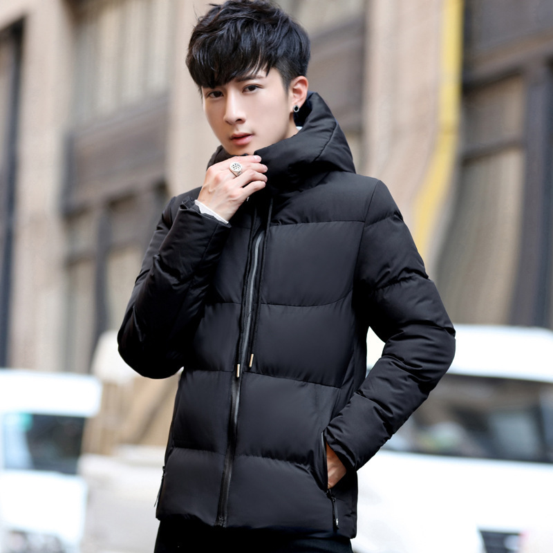 男士立领棉衣潮时尚连帽拉链外套中青年加厚保暖羽绒棉衣服