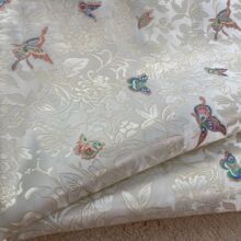 國風花蝴蝶色織旗袍面料新中式上衣浮雕提花箱包裝飾布料仿雲錦