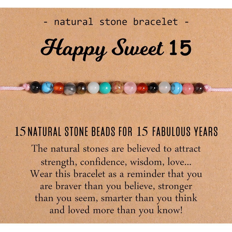 2024 Cross-border Hot Bracelet Creative New Natural Stone Beaded Bracelet Candy Color Birthday Card Bracelet