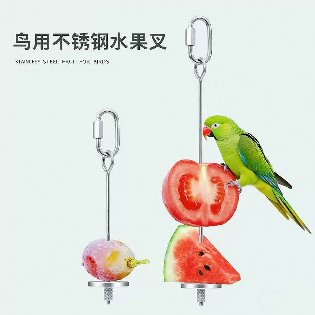 Вилка для фруктов из нержавеющей стали с попугаем, вилка для кукурузы и яблока, принадлежности для домашних животных, подвесные игрушки, аксессуары для кормушки для птиц