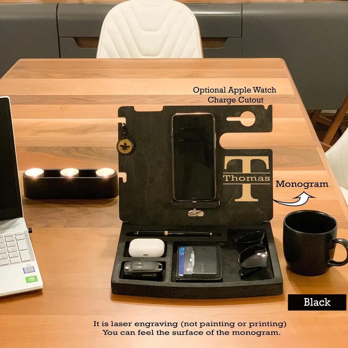 Soporte de expansión para teléfono móvil de madera de escritorio, gafas de reloj multifunción, auriculares, soporte de almacenamiento de madera, soporte para teléfono móvil de madera maciza
