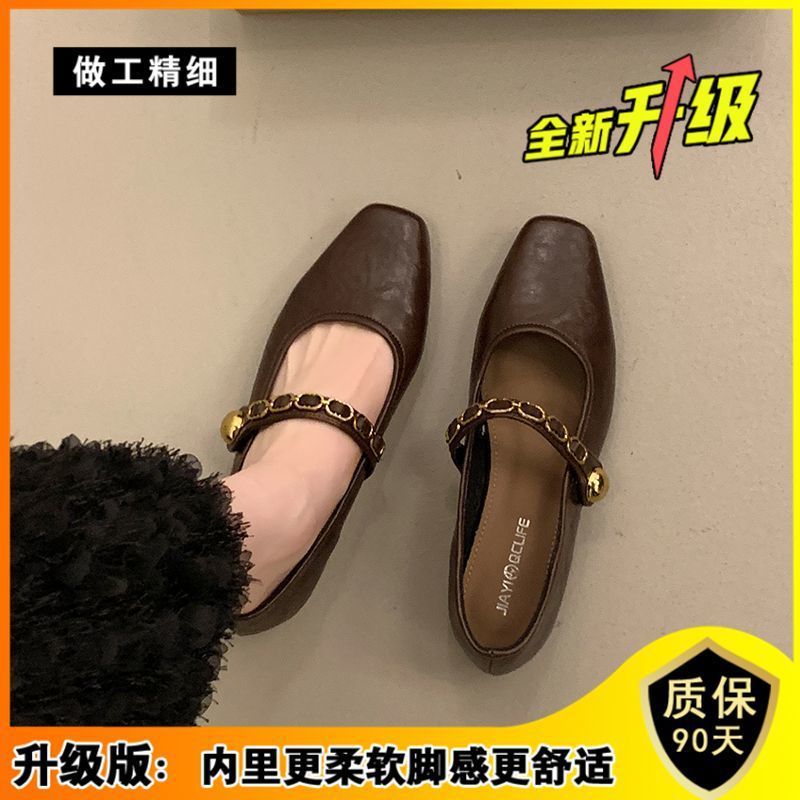 法式小单鞋女2025年夏季新款配裙子气质低跟百搭玛丽珍小皮鞋子女|undefined