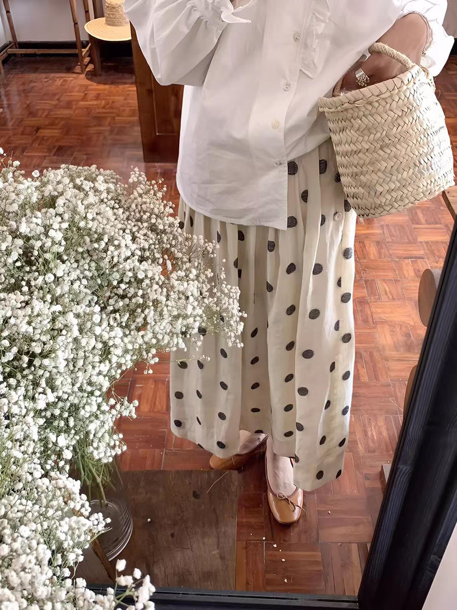 Váy maxi nữ eo cao xếp nếp phong cách Pháp vintage chất liệu linen — Màu sắc