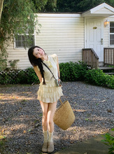 温柔风减龄拼接针织衫上衣蛋糕半身短裙女2025夏季新款时尚套装潮