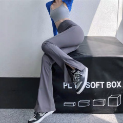 裸感瑜伽健身褲女高腰休閒提臀女外穿高彈力顯瘦微喇叭褲830