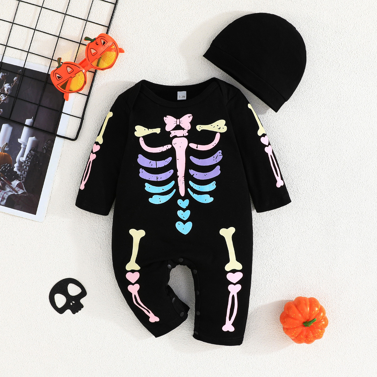 INS baby Halloween character costume fashion luminous skeleton jumpsuit now available_voghion.com