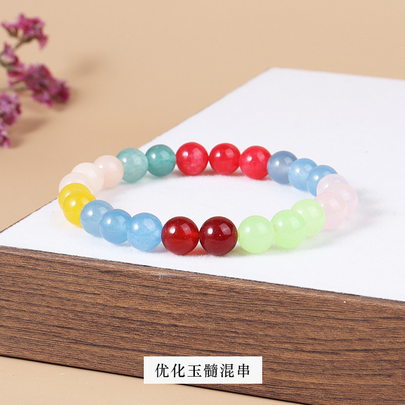 Optimized chalcedony mixed string bracelet