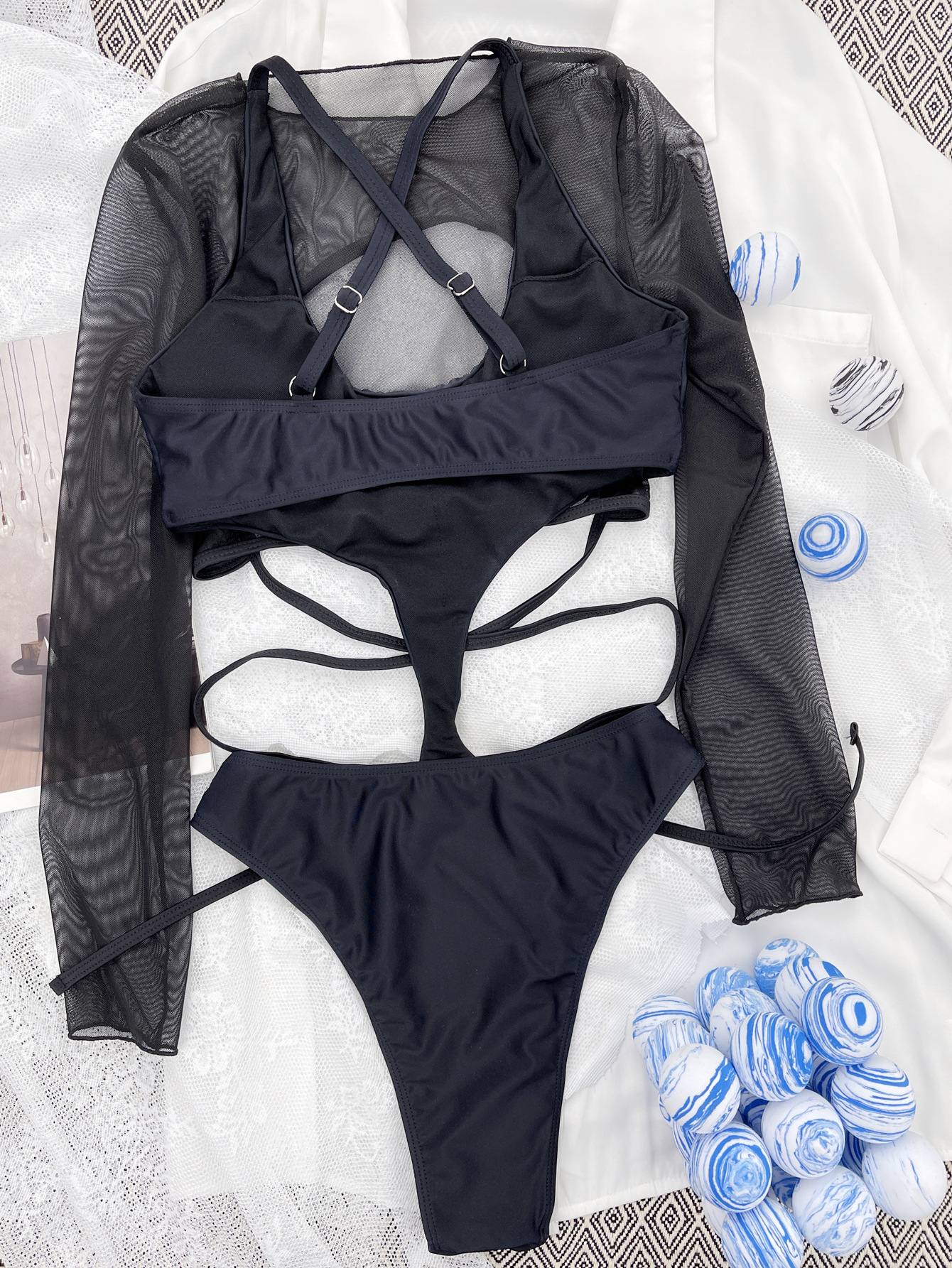 Luoguo One Piece Blouse Bikini One Piece Tied Swimsuit Sexy Swimsuit in One-piece Swimsuits