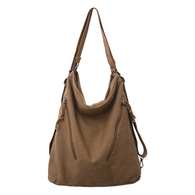 Women's Backpack 2026 New Style Washed Canvas Wenruiying College Style Student School Bag Three-Use Personalized Shoulder Bag