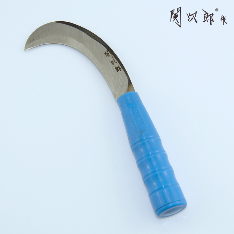 台湾关次郎茶叶采摘刀大蒜割菜刀橡胶刀塑柄弯刀茶叶刀(小)