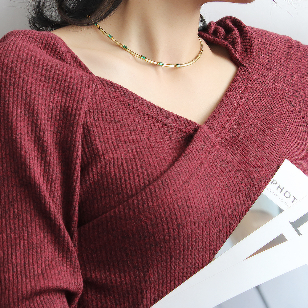 Simple Style Geometric Stainless Steel Gold Plated Zircon Necklace