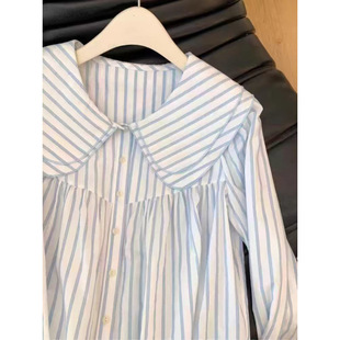 Spring and Autumn French Striped Shirt Women's Design Sense Niche Doll Shirt Gentle Elegant Shirt