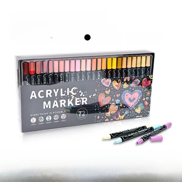 Double-Ended Acrylic Marker Pens with a Dot Tip, Exclusively for Cross-Border Sales, Can Be Layered, Do Not Fade, Quick-Drying Colored Markers, Dot Pens