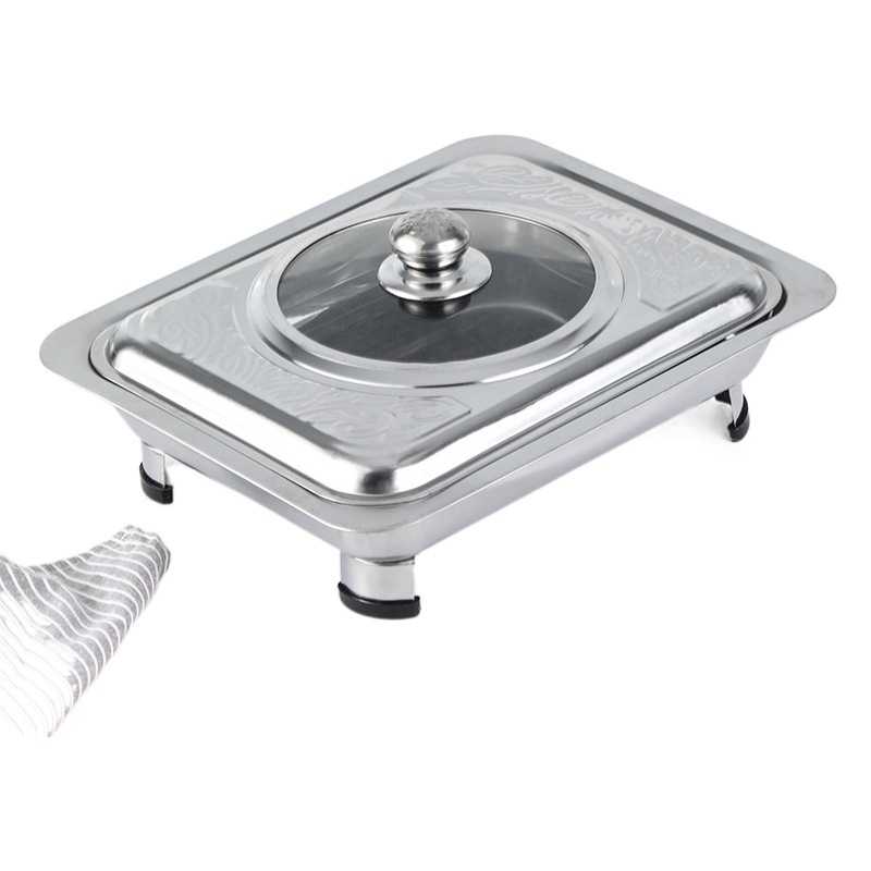 Cross-border Stainless Steel Buffet Stove Square Arc with Lid Four-leg Stove Removable Square Southeast Asia Export Trade