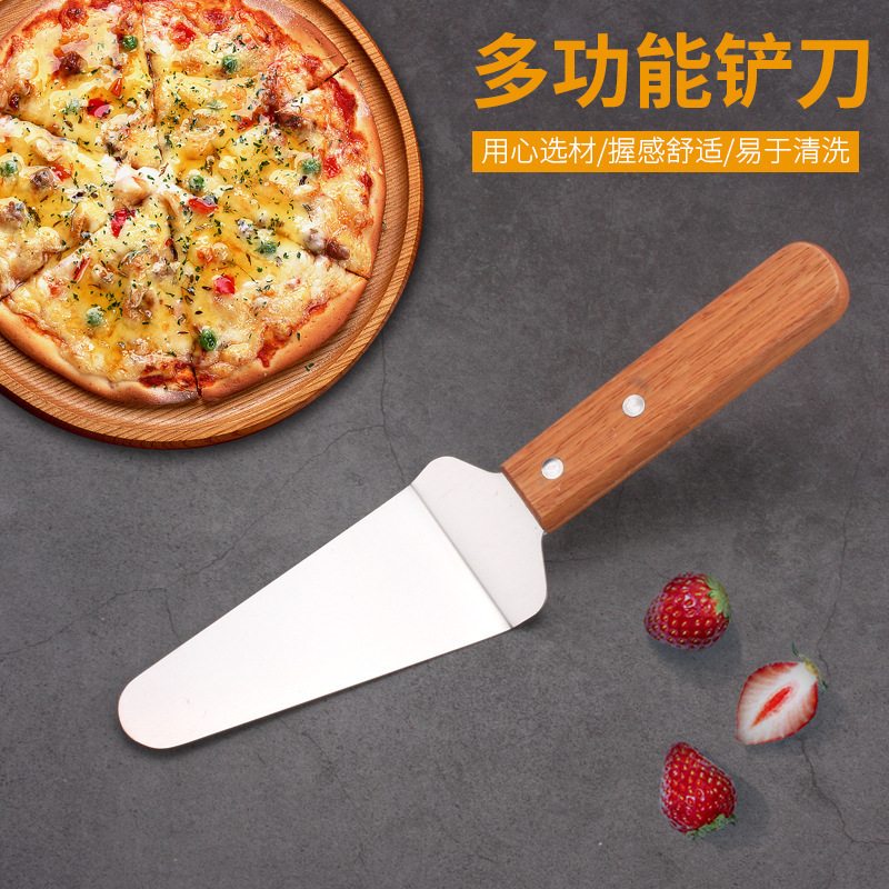 三角ピザシャベルチーズシャベルティラミスシャベルキッチンケーキベーキングツール木柄ステンレスケーキシャベル|undefined