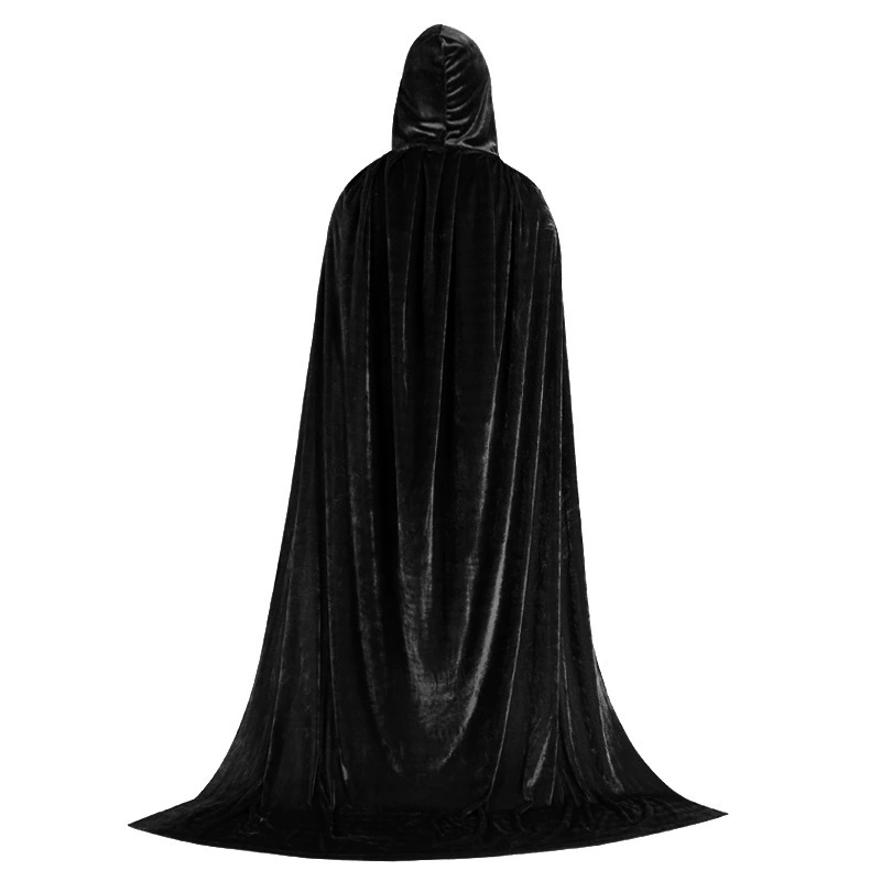 Плащ с капюшоном на Хэллоуин, вельветовый, для детей и взрослых, костюм ведьмы или волшебника для ролевых игр и косплея на фестиваль