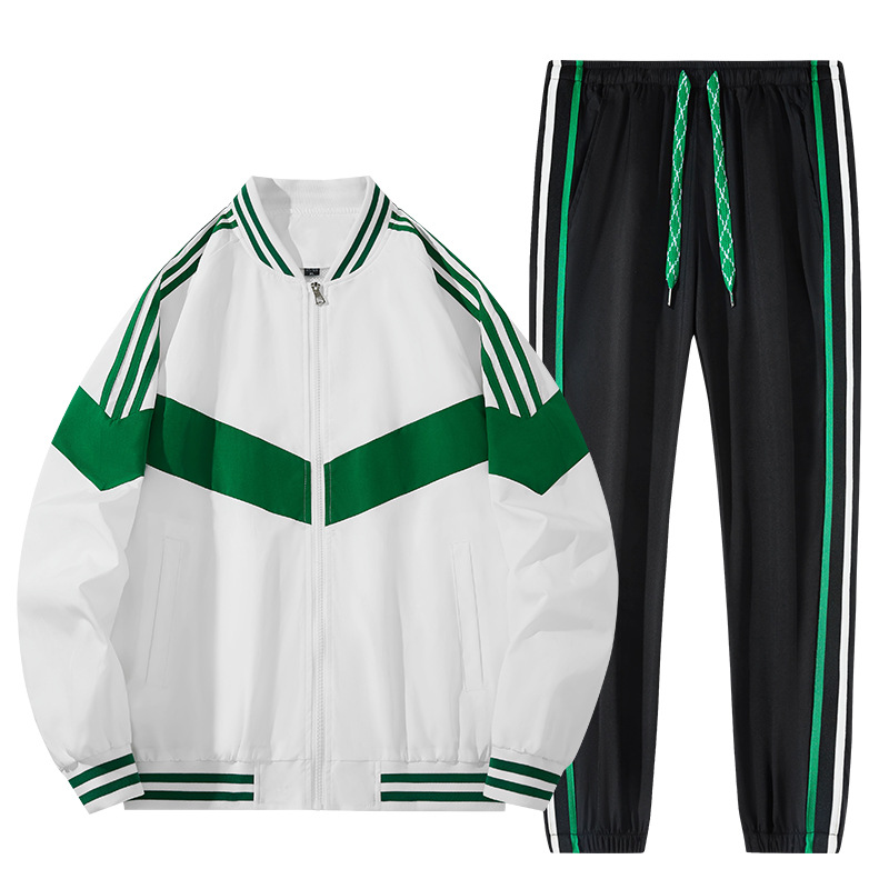 Conjunto deportivo de tres rayas para hombre, estilo coreano, informal, moderno, de dos piezas, con chaqueta y pantalones largos, para primavera y otoño.