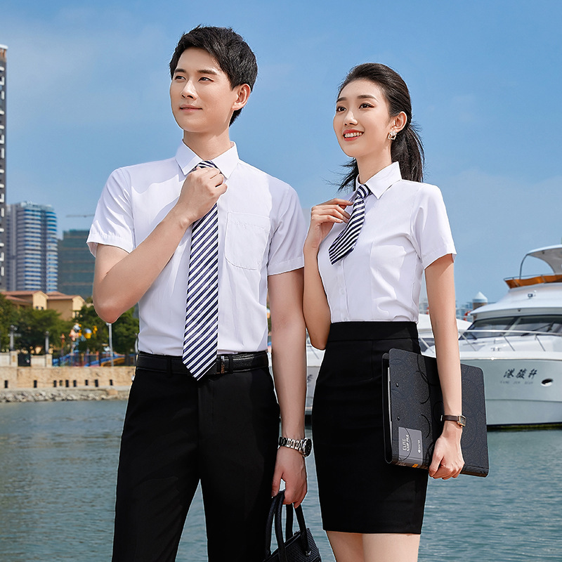 Men's and Women's Same Style Business Shirts, Short-Sleeved Workwear Suits, Summer Shirts, Work Clothes, Formal Wear, Embroidered Logo