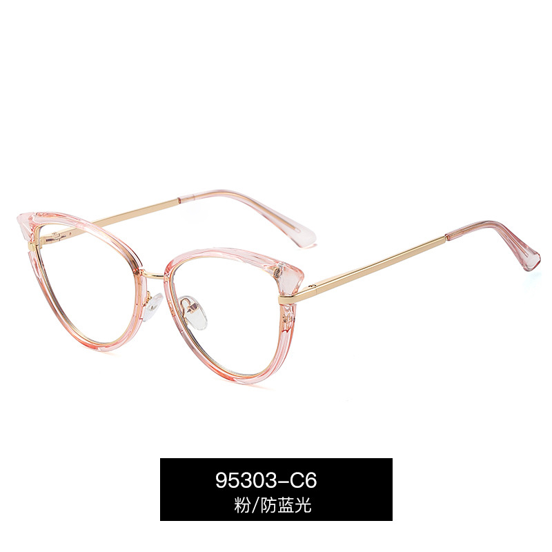 95303 nueva moda Comercio exterior TR gafas ópticas ojo de gato marco anti-azul gafas de luz hembra fábrica en stock venta al por mayor