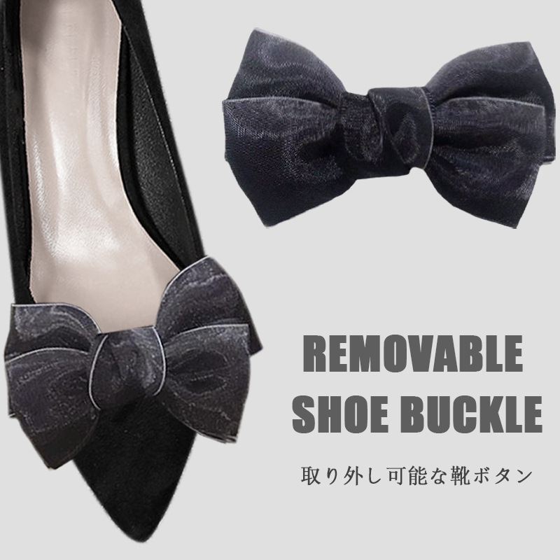 Extraíble zapato hebilla hecha a mano brillante hilo de seda con franela arco zapatos flor tacones altos zapatos accesorios zapatos Decoración