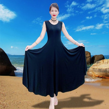 芙黛怡1608款莫代尔洋气大摆裙夏季清爽连衣裙无袖长款连衣裙