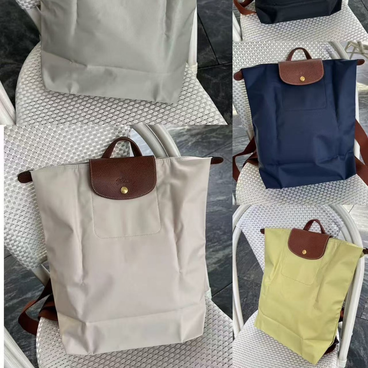 Longxiang's new large backpack is a nylon double-shoulder bag with genuine leather accents, large capacity, foldable, waterproof, and suitable for casual travel