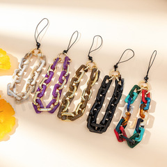 跨境新款亞克力金屬環扣手機鏈歐美風創意手機掛飾短款手機掛繩女