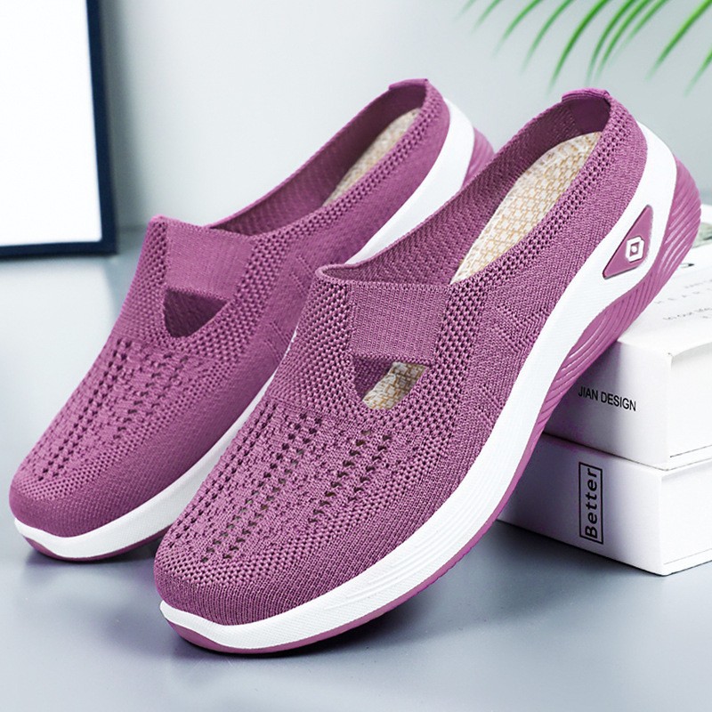 Zapatos de verano para mujer, nuevo estilo, pantuflas de uso externo, zapatos casuales huecos de malla, suela suave, cómodos zapatos de madre