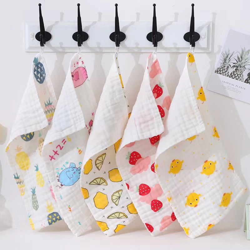 Pure cotton six-layer soft gauze [50*25] random pattern can be noted for boys and girls