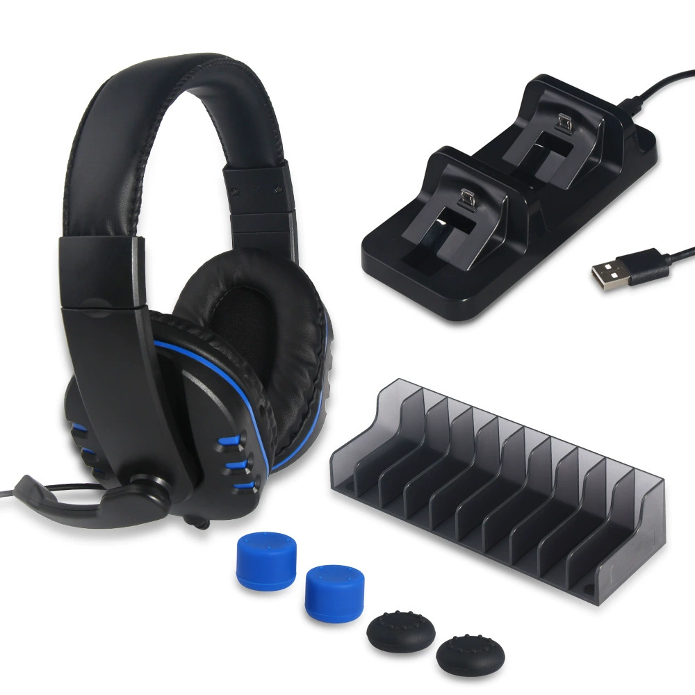 DOBE PS4/SLIM/PRO набор из пяти аксессуаров: беспроводная гарнитура, держатель для геймпада, зарядная станция, игровой набор TP4-18101