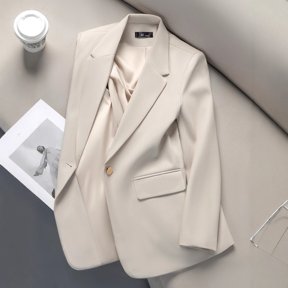 Women's Blazer Spring 2025 New Slim-Fit Casual High-End Petite Off-White Elegant Suit