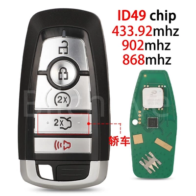 Suitable for 5-Key Ford Mondeo Explorer Smart Card Key Remote Control 434/902Mhz Id49 Chip (Car Keys) - 43392mhz-single-frequency-car-buttons