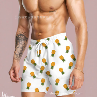 Cross-Border New Hot-Selling Men's Shorts Beach Pants 3D Digital Printing Hot-Selling Popular Pineapple Pattern Casual Pants