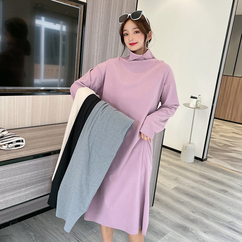 Autumn and winter New thread velvet turtleneck dress Korean temperament suit split skirt version loose casual dress Autumn and winter New thread velvet turtleneck dress Korean temperament suit split skirt version loose casual dress
