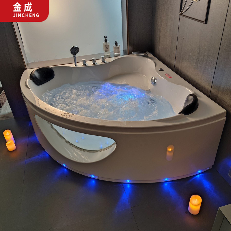 Toilet Bathroom Household New Double Massage Bathtub with Glass Transparent Bathtub Cross-border Spa Healthy Bathtub