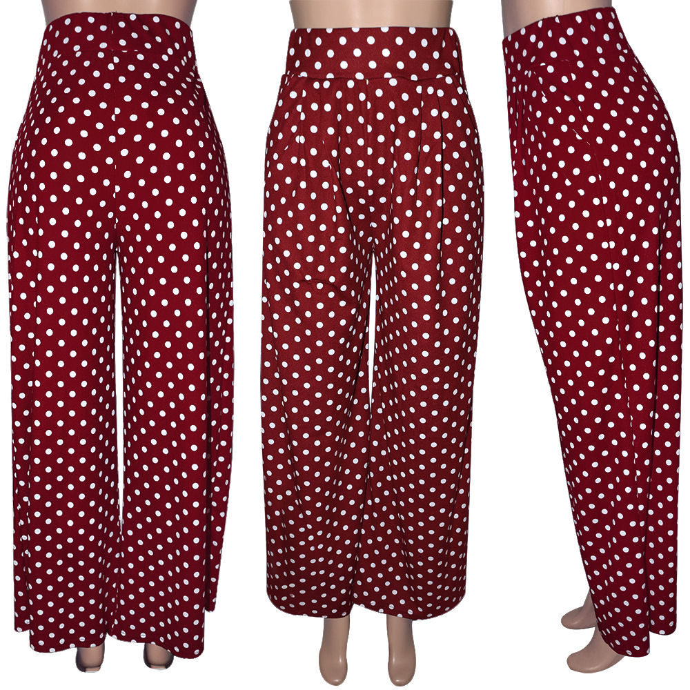 Fashion Personality Houndstooth Printed Flared Pants Wide Leg Casual Pants Autumn and Winter Wide Leg Pants Plus Size in Pants