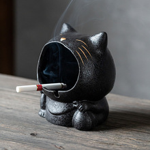 卡通猫烟灰缸可爱创意陶瓷家用大烟缸个性潮流车载防风防飞灰