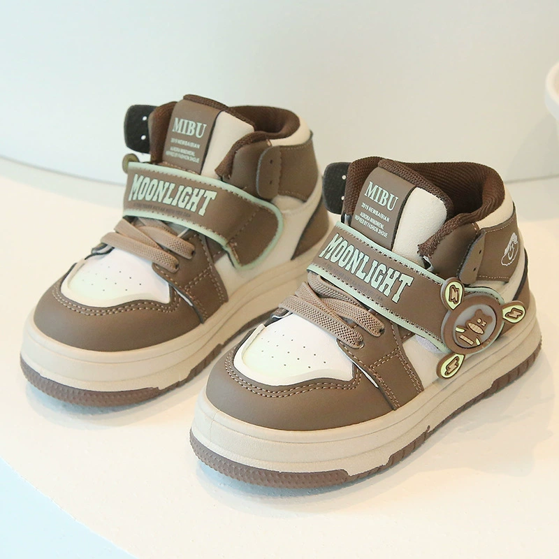 Children's sports shoes, high casual footwear for boys, sneakers, soft sole
