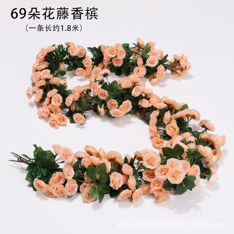 Boda flor artificial Rosa ratán flor artificial cama cabeza flor pared colgante hogar Decoración de la boda vid al por mayor