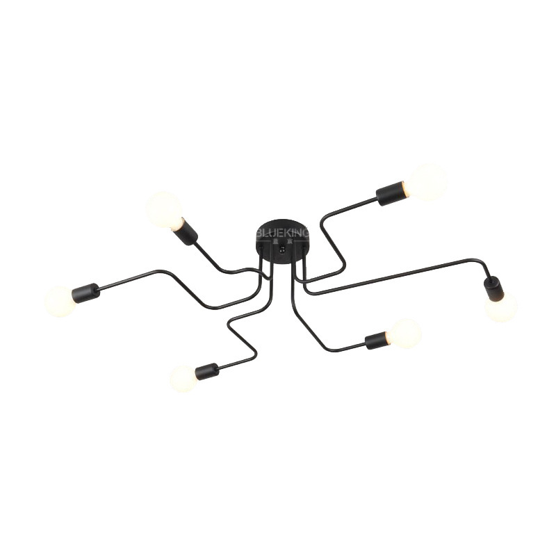 Lámpara de techo de dormitorio nórdica moderna y minimalista lámpara de sala de estar creativa araña de hierro forjado rama de lámpara al por mayor