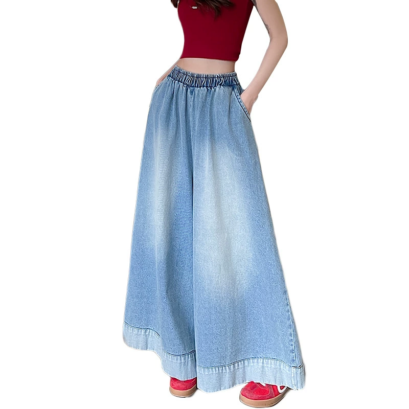 Spring retro loose straight jeans, trousers, design skirt, American style, loose fit