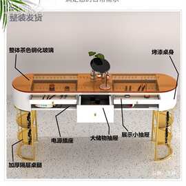 ins风美甲台玻璃双人轻奢经济型单美甲店网红美甲桌椅套装