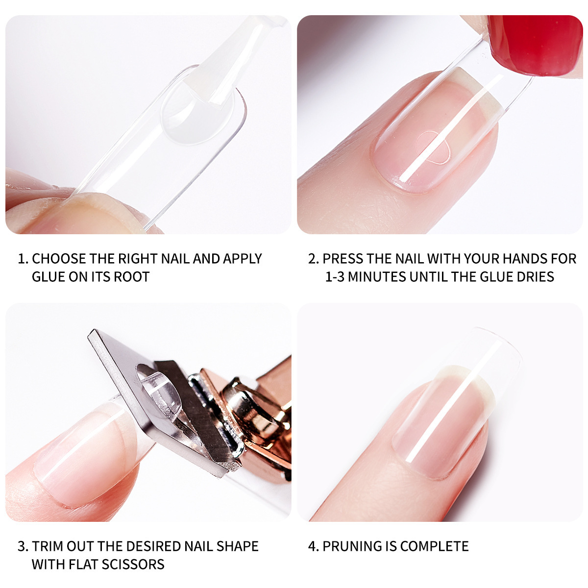 Borde de otoño transfronterizo salón de uñas Rosa corte tijeras de uñas falsas cortaúñas francesas en forma de U corte plano pieza de uñas image 5