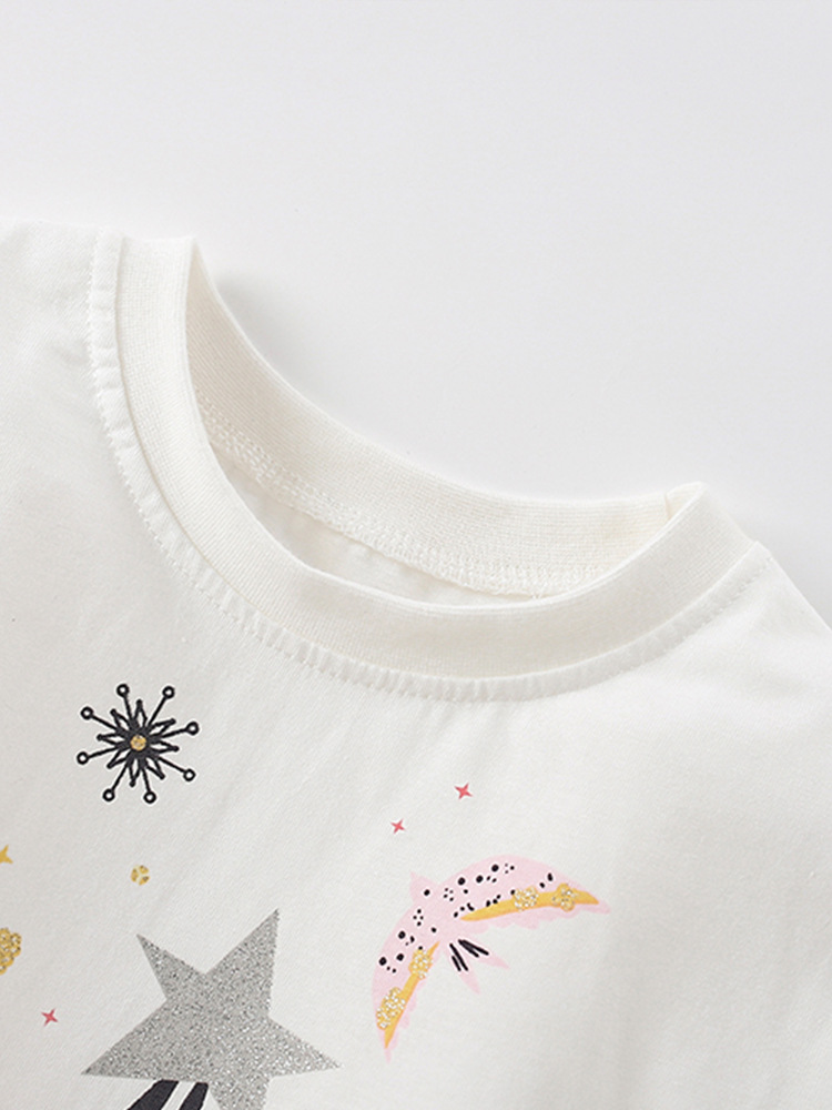 Malwee camiseta de niñas otoño y invierno nueva camiseta europea y americana para niños de cuello redondo de manga larga para niños vestidos con camisas de aire exterior