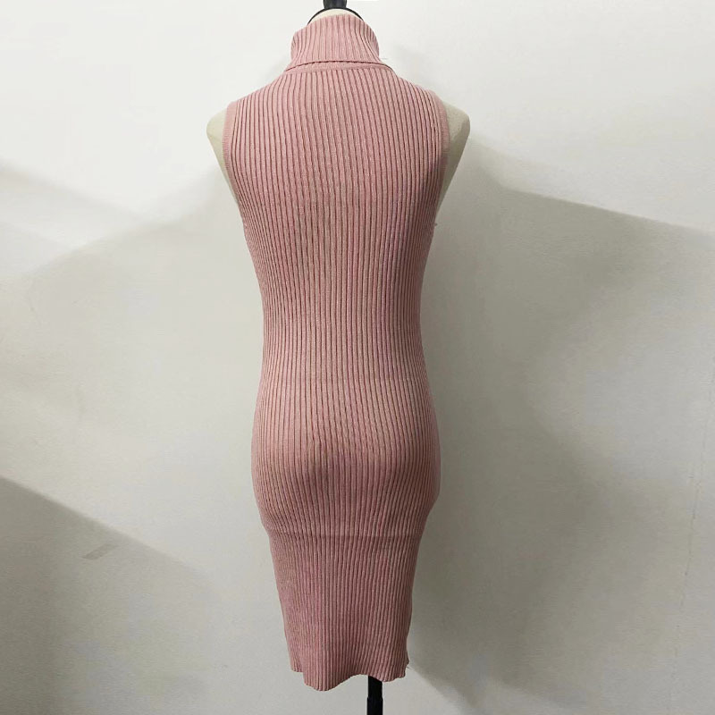 Robe pull en maille femme sans manches sexy robe été chic_voghion.com