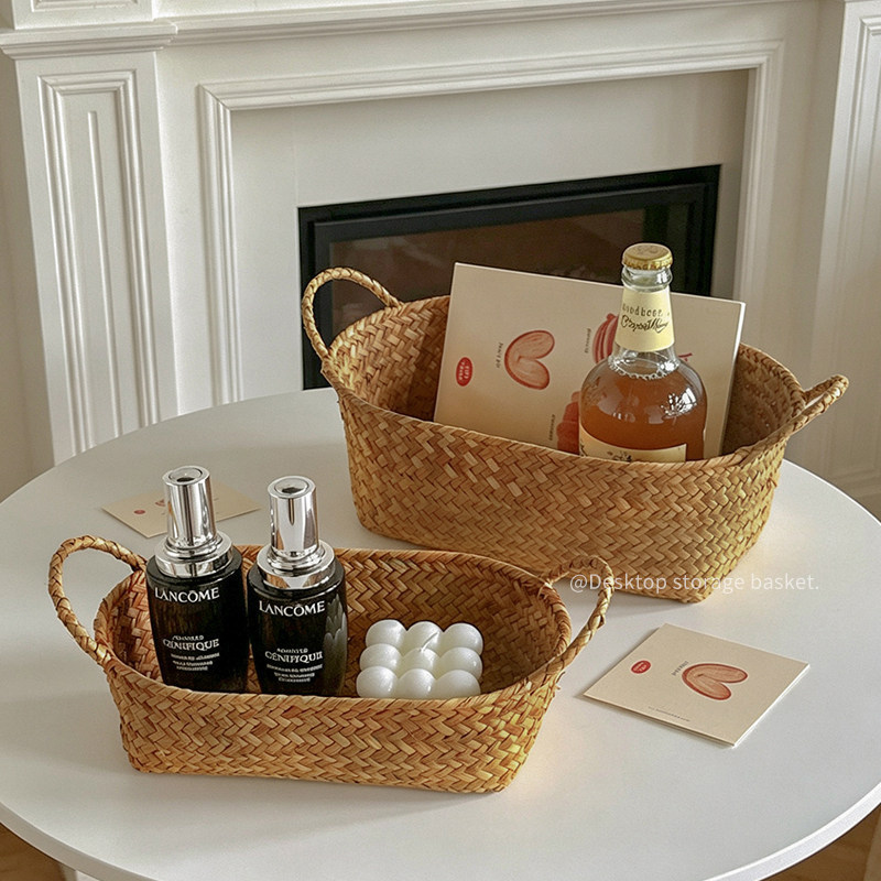 Woven Storage Basket, Storage Box, Desktop Organizer, Snack and Cosmetic Organizer, Miscellaneous Item Organizer, Storage Basket