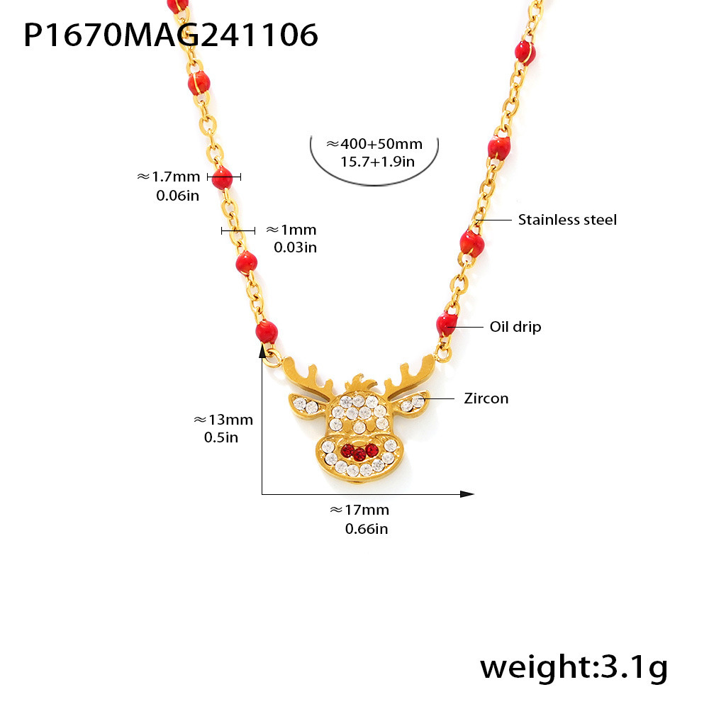 Square Sugar Christmas Zircon Necklace And Earrings Jewelry Set_voghion.com