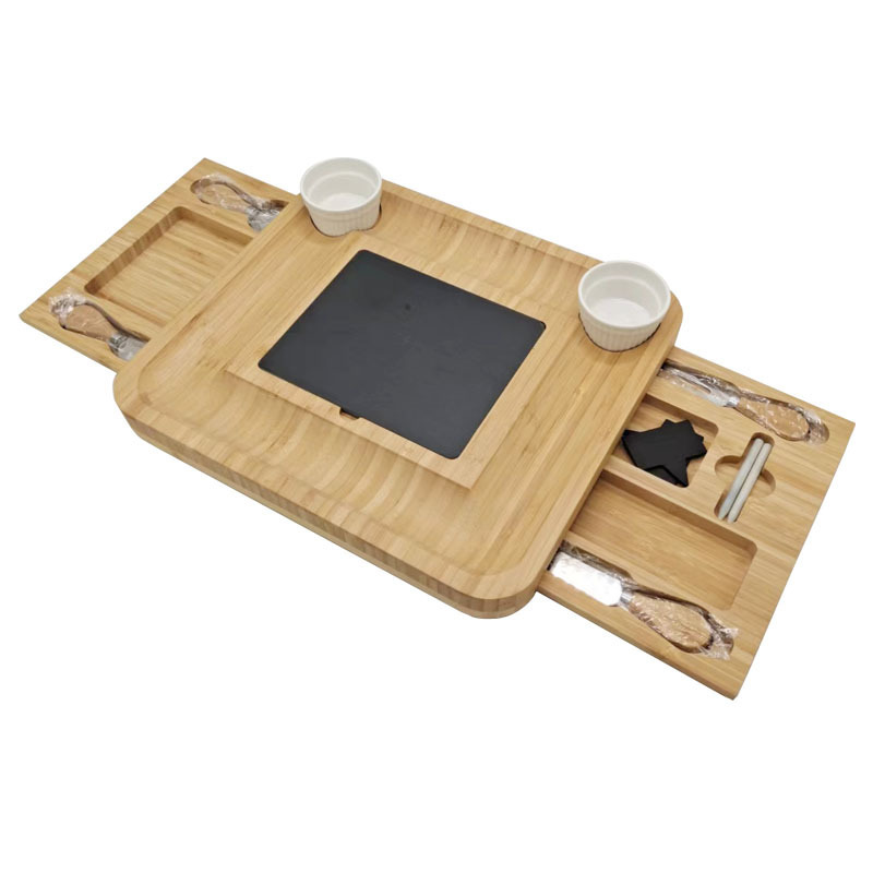 Factory Spot Bamboo Pizza Plate Western Style Bamboo Chopping Board with Slate Knife and Fork Bamboo Pizza Tray Combination Set Factory Spot Bamboo Pizza Plate Western Style Bamboo Chopping Board with Slate Knife and Fork Bamboo Pizza Tray Combination Set