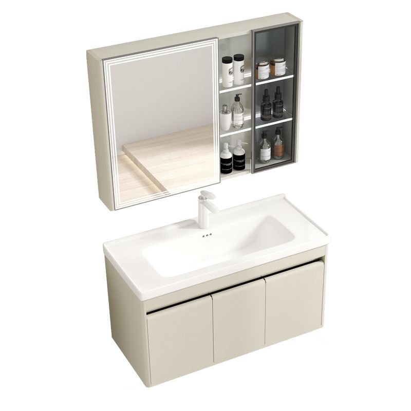 41 ancho de acero inoxidable gabinete de baño de cerámica cuenca integrada pequeño apartamento baño lavabo combinación