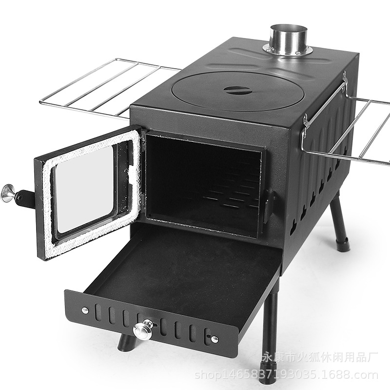 Suministro de estufa de leña portátil para exteriores, tienda de campaña, estufa para exteriores, estufa plegable de estilo para acampar, venta al por mayor de carbón